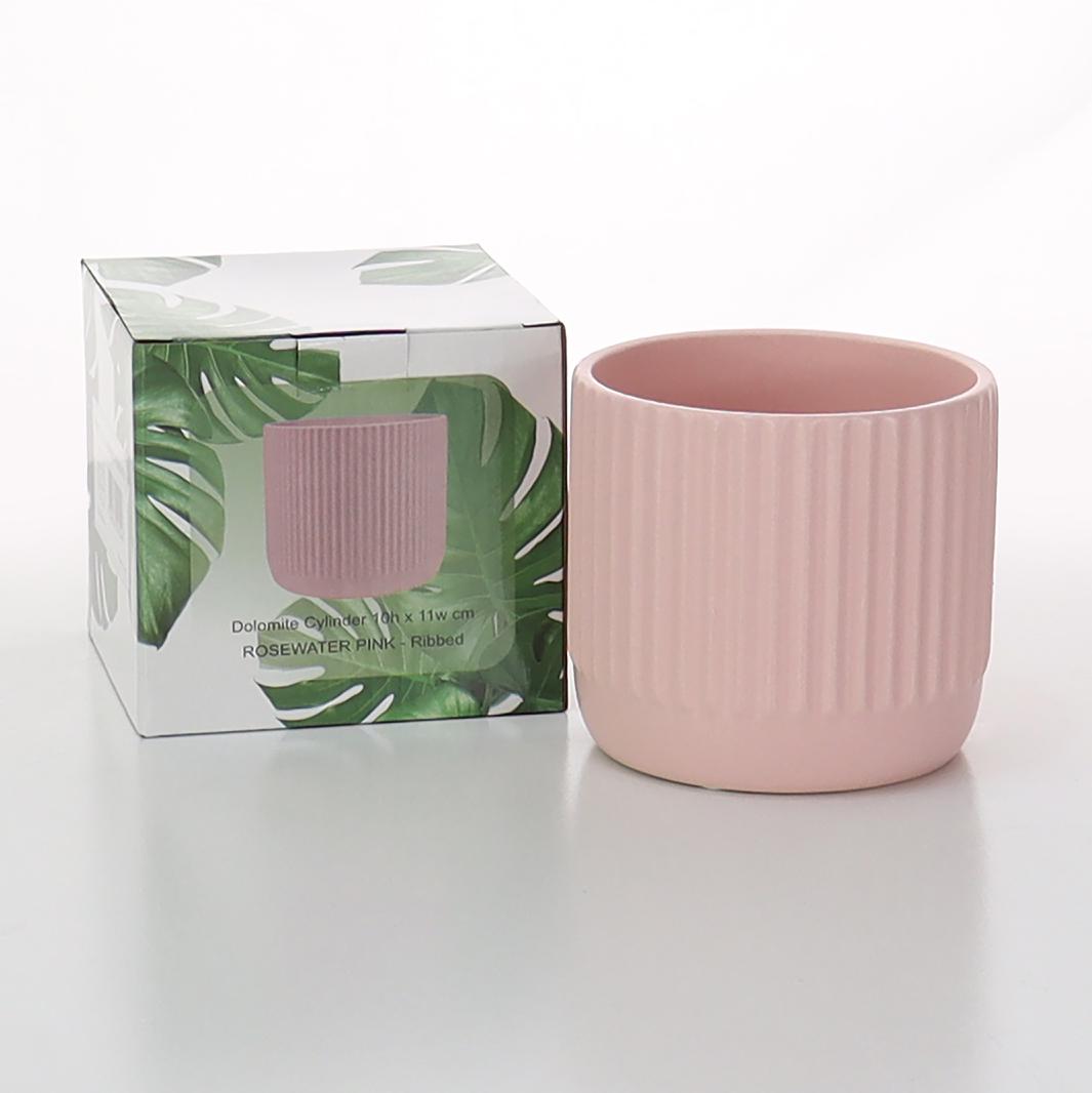 Dol Cylinder Ribbed Rosewater Pink 10cmH