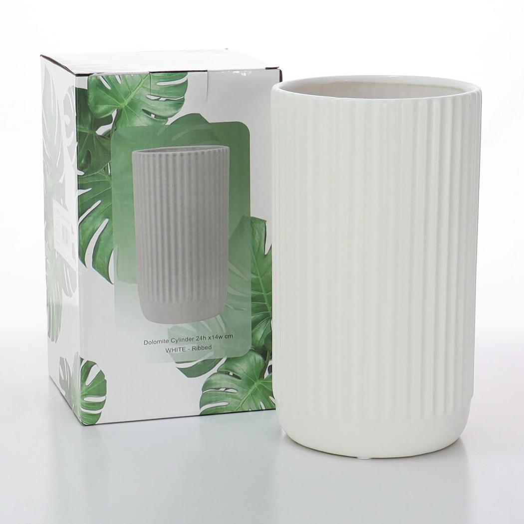 Dol Cylinder Ribbed White 24cmH