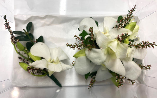 Corsage and Buttonhole Set - Orchids