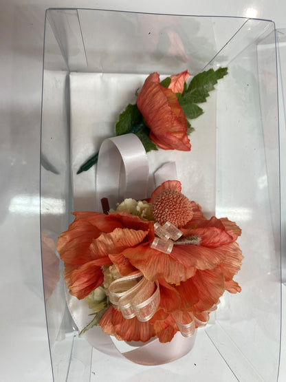 Artificial Wrist Corsage and Buttonhole Set