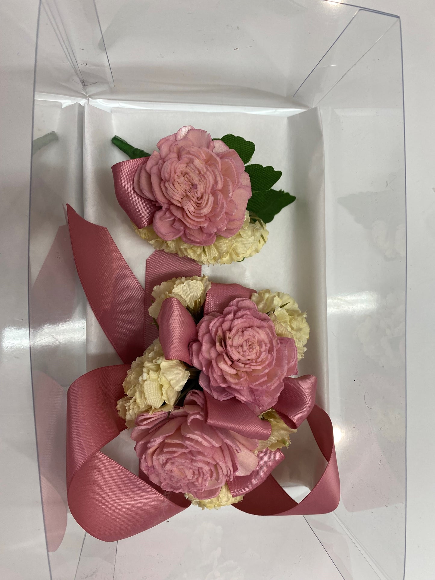 Artificial Wrist Corsage and Buttonhole Set