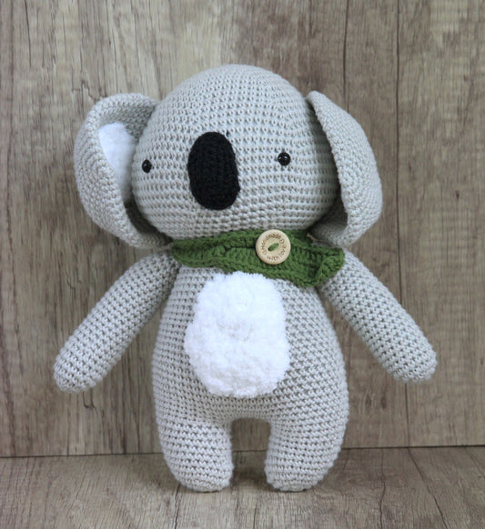 Knitting Garden - Handmade Soft Toys - Koala with green scarf