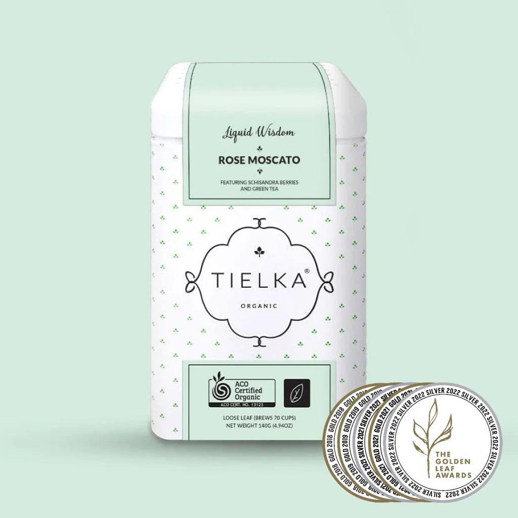 Tielka Rose Moscato - Green Tea - Luxury Pyramid Tea Bags Tin